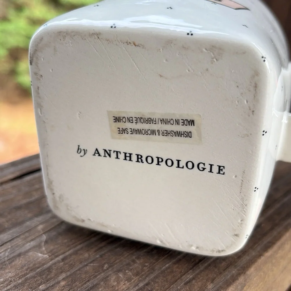 ANTHROPOLOGIE Mug Letter L Drop Cap Monogram Love Wins Always Coffee Cup